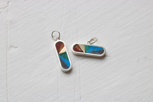 Rainbow Fan Charm vertical silver