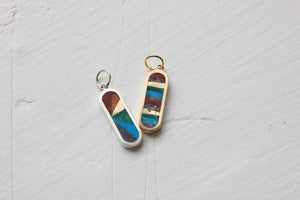 Rainbow Fan Charm vertical silver