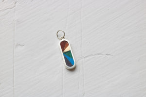 Rainbow Fan Charm vertical silver