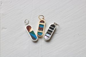 Rainbow Fan Charm vertical silver