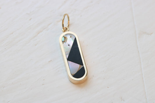 Ovale Geo Charm A&B Gold MTO