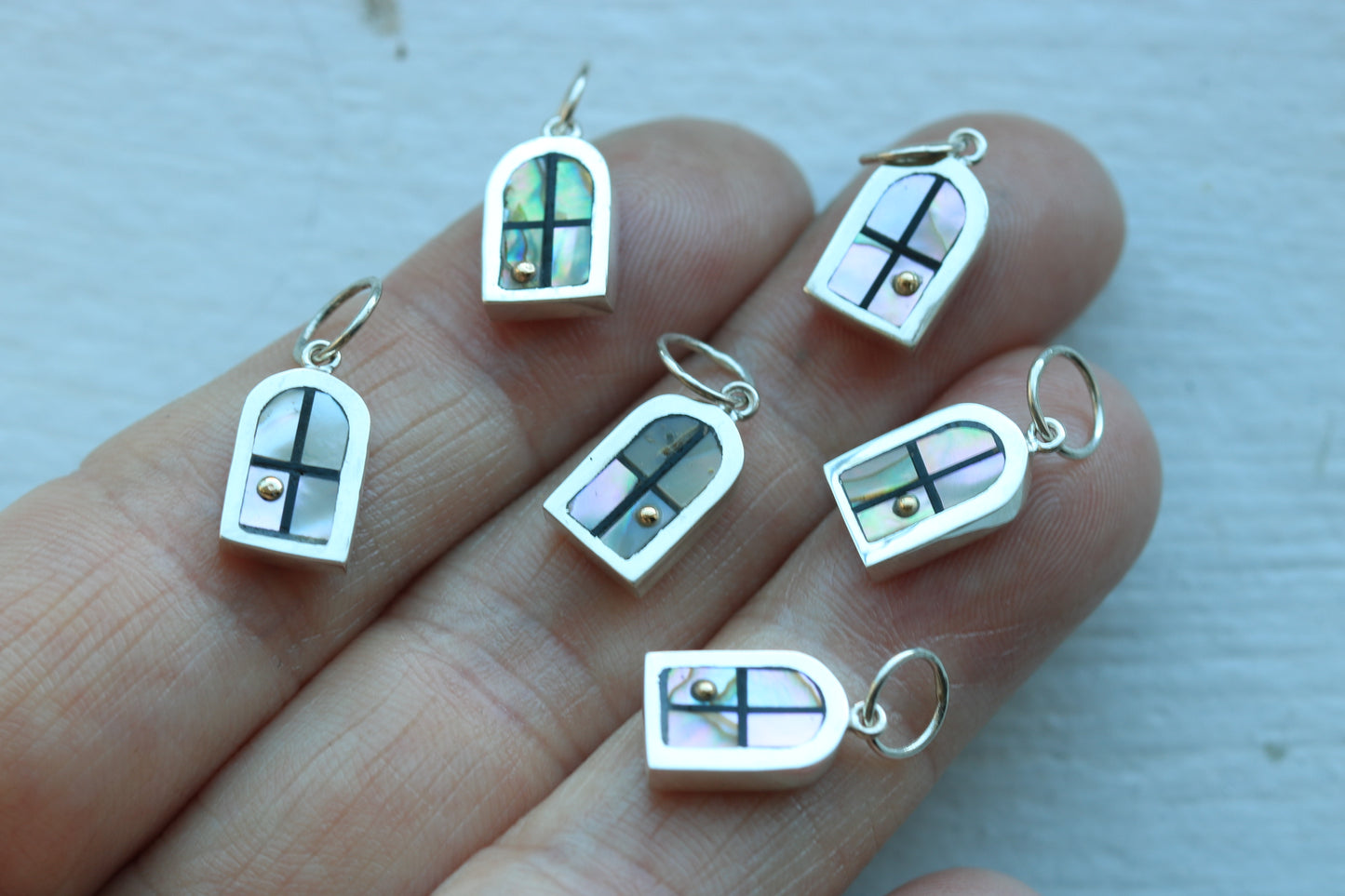 Window Charm Silver, Abalone Sunrise/Sunset #1