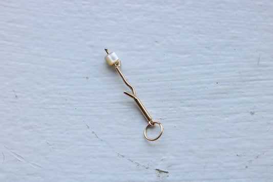 14k yellow gold marshmallow charm with mother of pearl marshmallow bead
